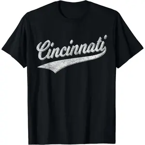 CINCINNATI OHIO RETRO SCRIPT SPORTS JERSEY FLAG T-Shirt