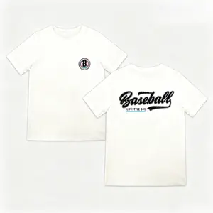 "Baseball Lifestyle 101" Dual-Sided T-Shirt, Front Logo & Back Script Graphic Tee, White Casual Cotton Top, Retro Sports Lifestyle Shirt