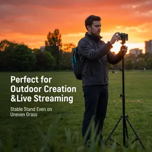 Adjustable Tablet Tripod Floor Stand, Universal Tablet Mount, Compatible with Phone, Tablet, Computer, iPad, Pad, Live Streaming, Cooking, Drawing, Food Photography
