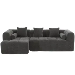 Haworth Modern Grey Chenille Modular Sectional Sofa