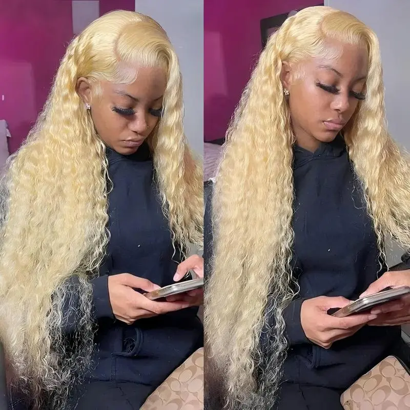 Blonde Deep Wave Lace Front Wig Human Hair 26 Inch 13x6 Blonde Wig 613 Deep Wave HD Lace Frontal Wig 180% Density Long Blonde Curly Wig Pre Plucked With Baby Hair For Women Glueless Wig Easy To Wear Soft Effortless #Summervibes #DealsForYouDays