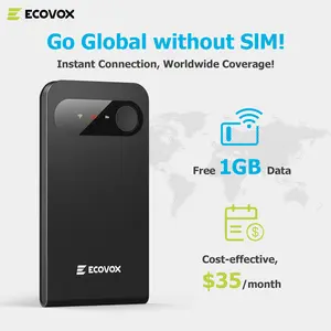 ECOVOX 4G Mini Portable WiFi Hotspot - No SIM Card Required, Free 1GB Data, Connects 9 Devices, Instant Global Coverage, Cost-effective $35/month - Local Cable