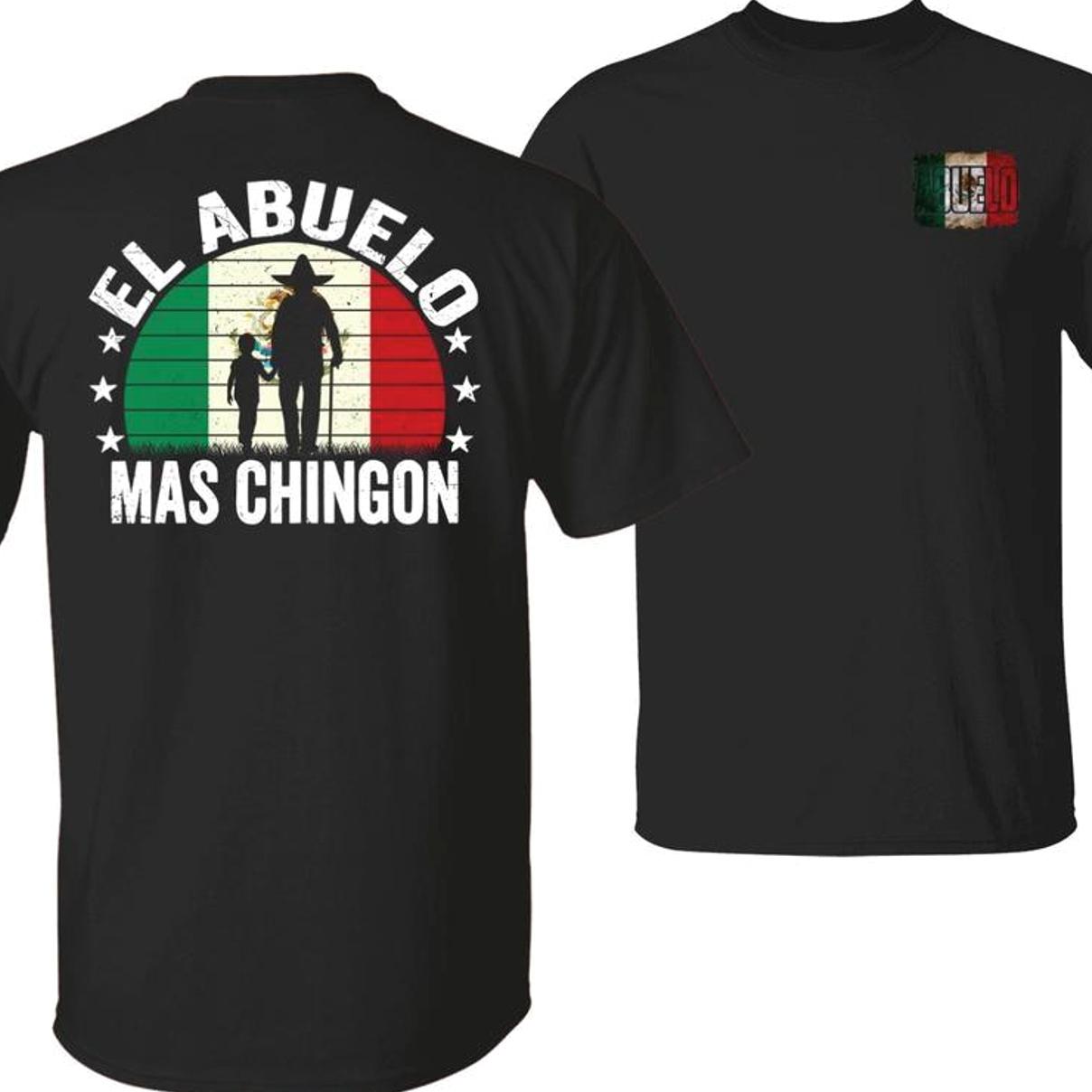Cool Grandpa Mexico T-Shirts, Crewneck Sweatshirts & Pullover Hoodie – El Abuelo Mas Chingon with Vintage Flag & Family Bond Design – tiktok shop store, Unisex Tops, Menswear Streetwear Graphic GHJ1611
