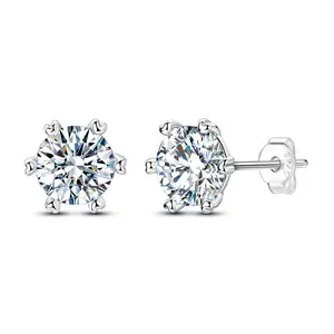 MULA Moissanite Stud Earrings, S925 Sterling Silver Platinum Plated, Heart Shaped Claw Setting, Elegant Round Cut Shiny Jewelry, Best Gift for Girls and Women, Suitable for Major Occasions and Daily Wear