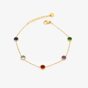 EVRY JEWELS Gold or Silver Plated Women's Prism Multicolor Bracelet