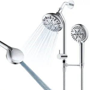 Matte Black 3-Way High-Pressure Multi-Flow Dual Shower Head Combo Kit, Handheld & Rainfall Design with 10-Spray Handheld Shower Attachment, Stainless Steel Hose