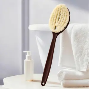 Pig Bristle Bath Brush, Natural Pig Hair, Soft Skin-Friendly, Hollow Design, Reduces Water Accumulation, Gentle Exfoliation