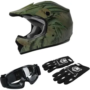 Youth Kids Dirt Bike Full Face Helmets Motocross ATV Offroad Four Wheeler Helmet Forest Mesium Size