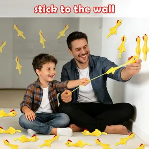 10-Pcs Slingshot Sticky Rubber Chicken Finger Toys, Easter Egg Fillers & Basket Stuffers, Novelty Gag Fidget Toys for Kids