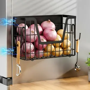San Dream Strong Magnetic Spice Rack for Refrigerator Magnetic Shelf for Fridge Organizers Fruit Potato & Onion Kitchen Basket Laundry Storage 1PC&2PCS tiktokshopspringglowup