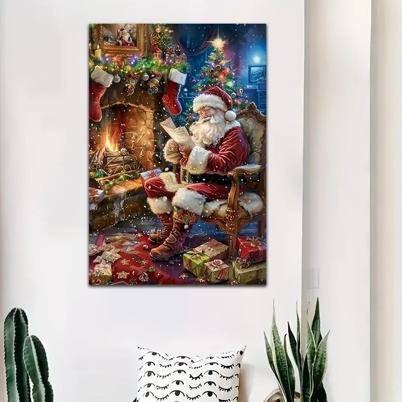 Santa Claus Pattern DIY Diamond Arts Colorful Painting Kit without Frame, 5D Diamond Arts Colorful Painting Kit, Diamond Pattern Design, Wall Art Decor for Home Living Room Bedroom, Handcraft