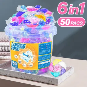 6 in 1 Laundry Scent Booster Beads, 50pcs/box Colorful Fragrance Gel Beads, Clothes Fresh Scent Beads, Tools Ideal for Home, Dorm & Travel