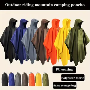 3-in-1 Outdoor Camping Raincoat - Durable PVC & Polyester, Adjustable Hood, Multiple Colors for Hiking, Cycling, and Mountain Camping, Camping Gear, Hiking Rainwear, Sleek Raincoat, Highquality Rainwear