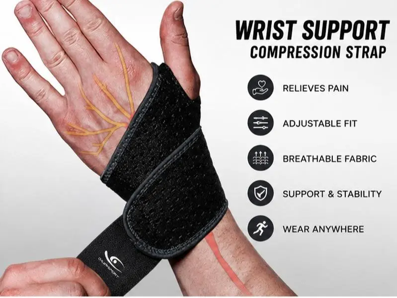2 Pack Wrist Compression Strap, Adjustable Wrist Support Brace for Fitness, Weightlifting, Sports, Workout, Tendon Support & Everyday Use, Black