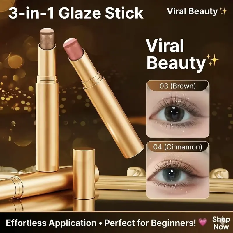 Women's 3-PC 3-Color Creamy Texture Eyeshadow Sticks - #01 Matte Earth, 30g, Water-Resistant, Smudge-Proof, Long Lasting, Fine Shimmer Brownish Orange, Smooth, Portable Glitter Option, Easy Application for Adults & Beginners, Single Cosmetic Item