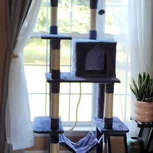 【Valentine Gift】Yaheetech 63 Inches Multi-Level Cat Tree with Sisal Scratching Posts, Condo, Hammock, Dangling Ball, and Extended Platform for Cats to Play and Sleep - Scratcher