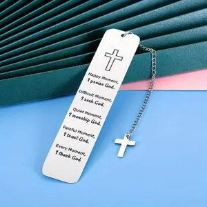 Christian Bookmark, 1 Count Stainless Steel Bookmark with Cross Charm, Book Mark  Gift for Friend & Family