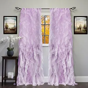Sheer Voile Vertical Ruffled Waterfall Curtains - 2 Pack