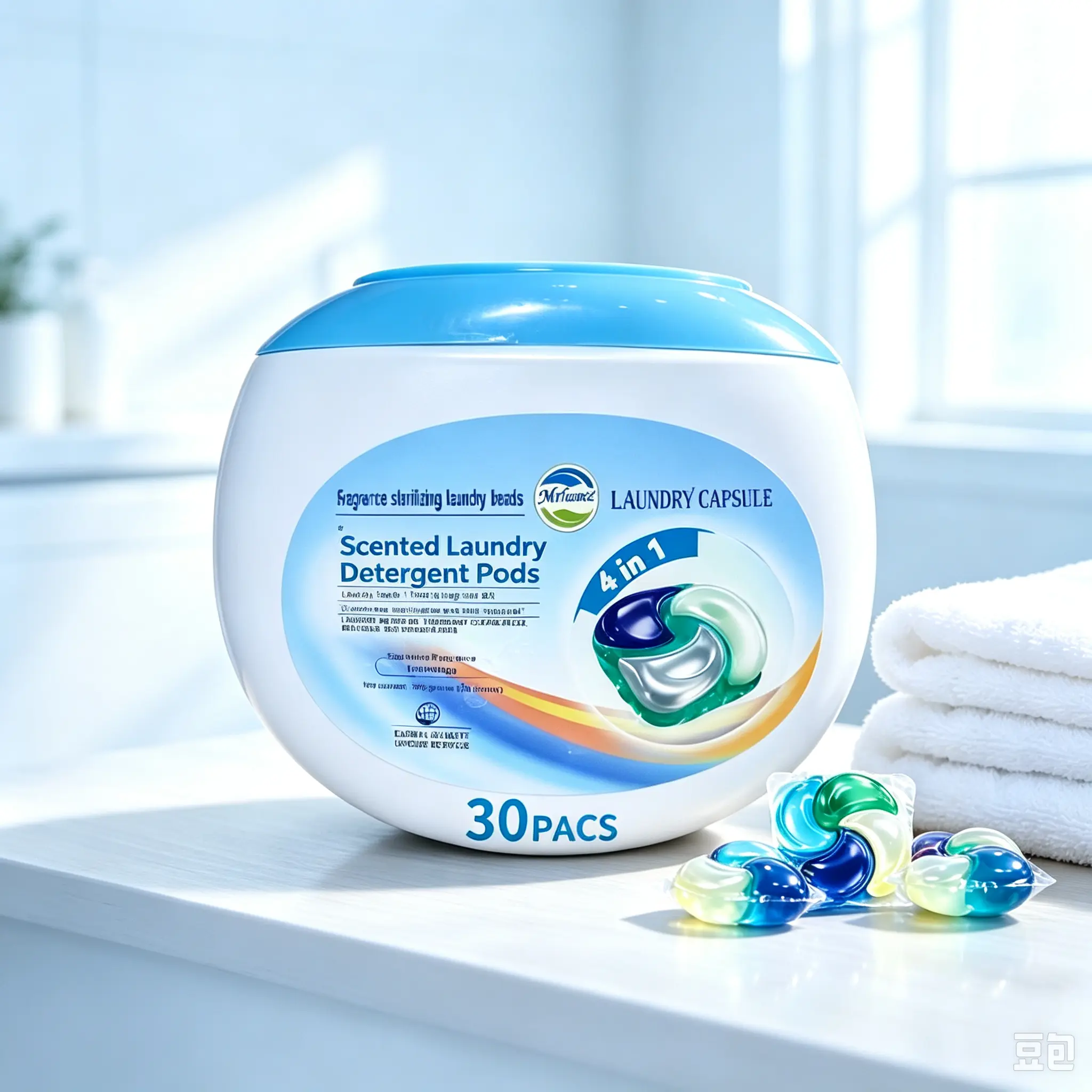 Fruity Scented Laundry Detergent Disc Pods - 4-in-1 Ultra-Concentrated Capsules, 30 Pieces, Skin-Gentle Deep-Cleaner for Daily Laundry Tough Odors, Easy-to-Use for Most Machines