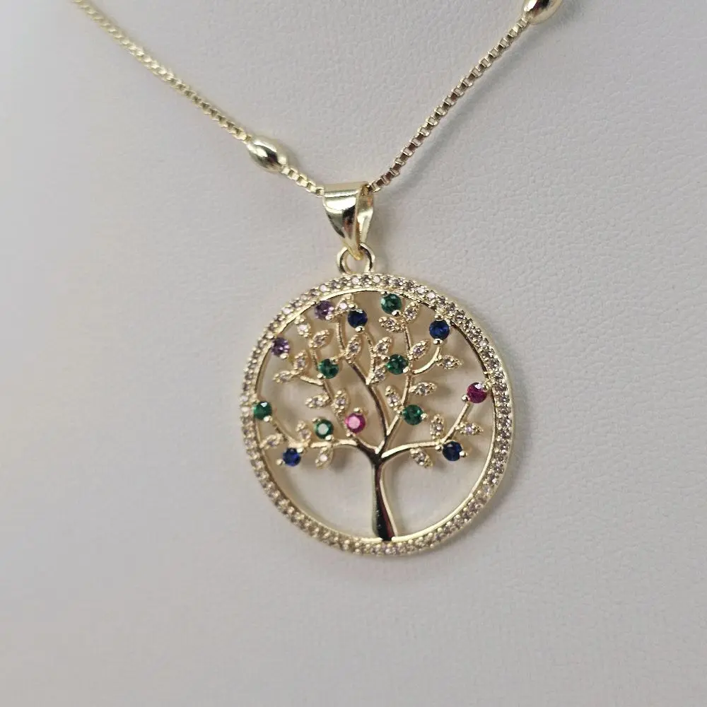 color rhinestones life tree pendant and chain  18 inches and 24 inches available.