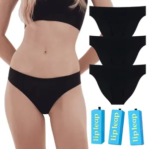 Lipleap Ultra-Thin one-size Mid-Rise Brief - 3 pack black | Womens Underwear Breathable Comfort