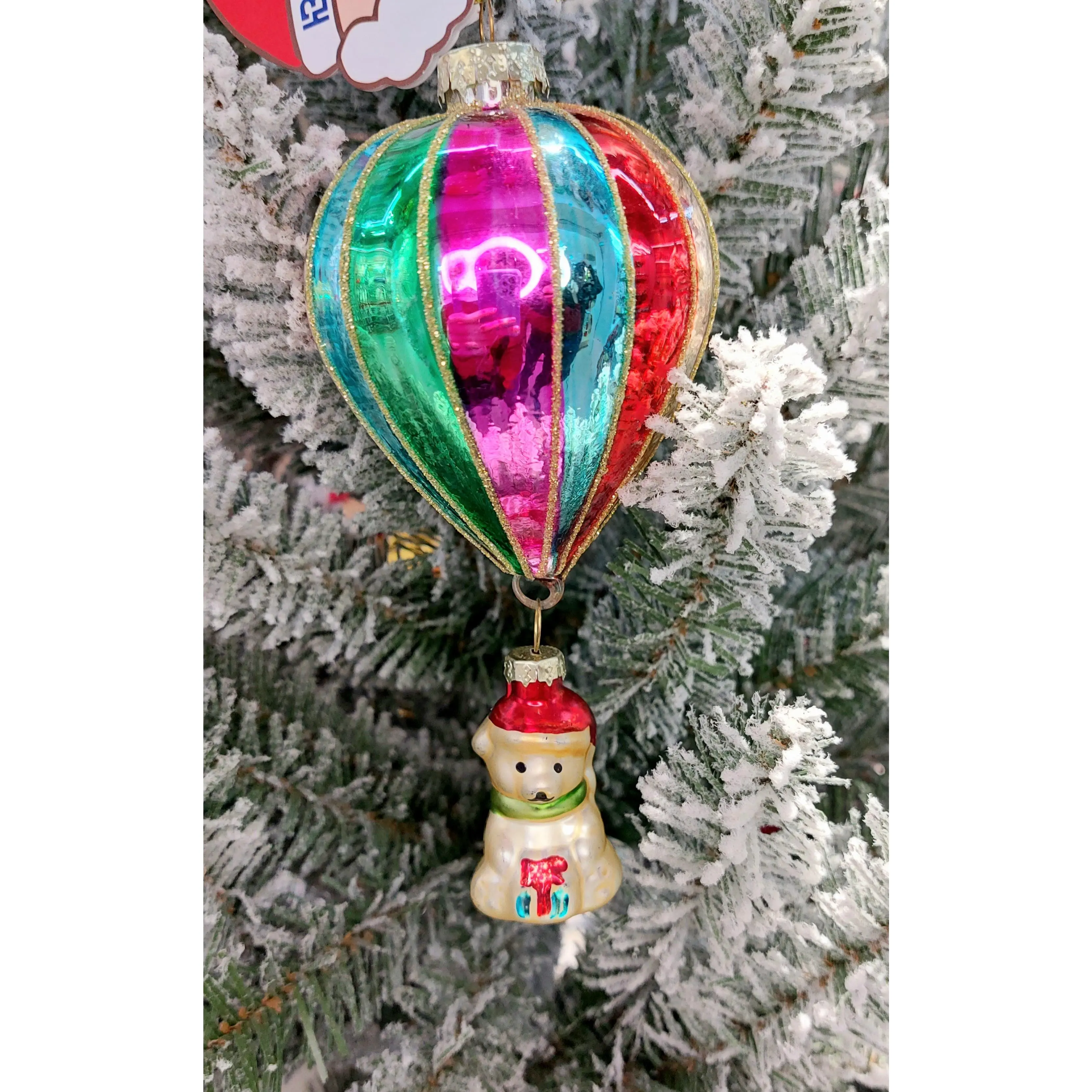 Polar Bear Christmas Glass Ornament by Wizardi F07M3-21 HB-SY25189
