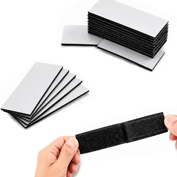 100 pcs self-adhesive double-sided hook tape and mounting adhesive strips; suitable for hanging picture frames, cable organization, dorm storage, home office, and camping/outdoor furniture—universal fastening tapes.