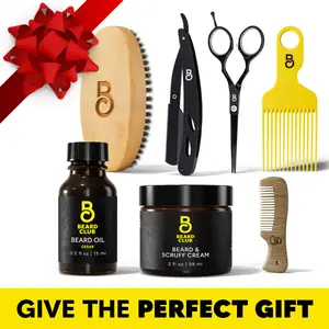 At-Home Barber Kit by Beard Club: The perfect Gift for Men including oil, cream, razor, scissors, brush, comb, pick At-Home Barber Kit by Beard Club: The perfect Gift for Men including oil, cream, razor, scissors, brush, comb, pick