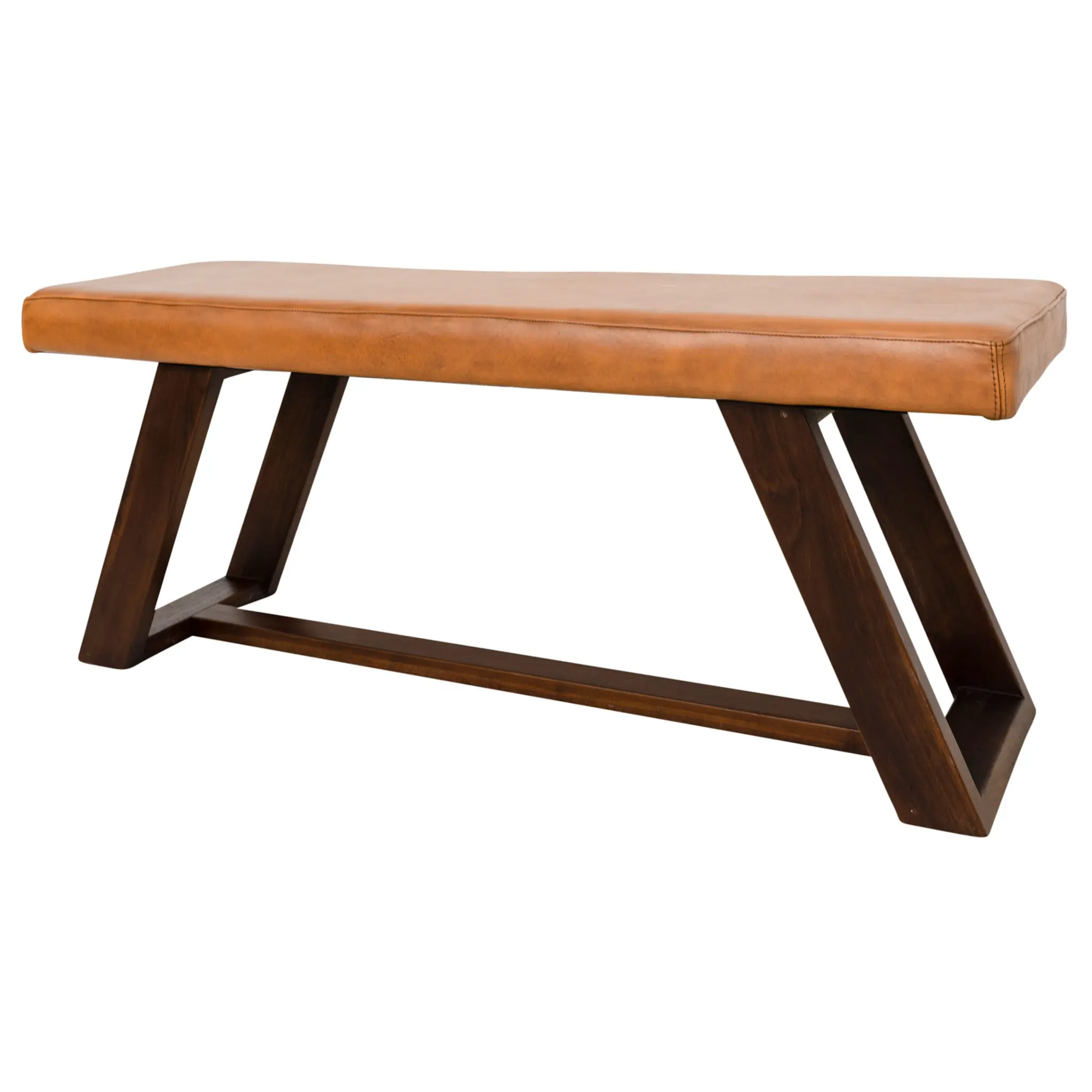 Pinrag Genuine Tan Leather Bench Pinrag Genuine Tan Leather Bench