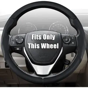 Aimato Customized Steering Wheel Cover for Toyota Corolla 2014-2019 / RAV4 2013-2018, Thin,Anti-Slip,Scratch-Resistant Exclusive Car Accessory for Toyota, Black