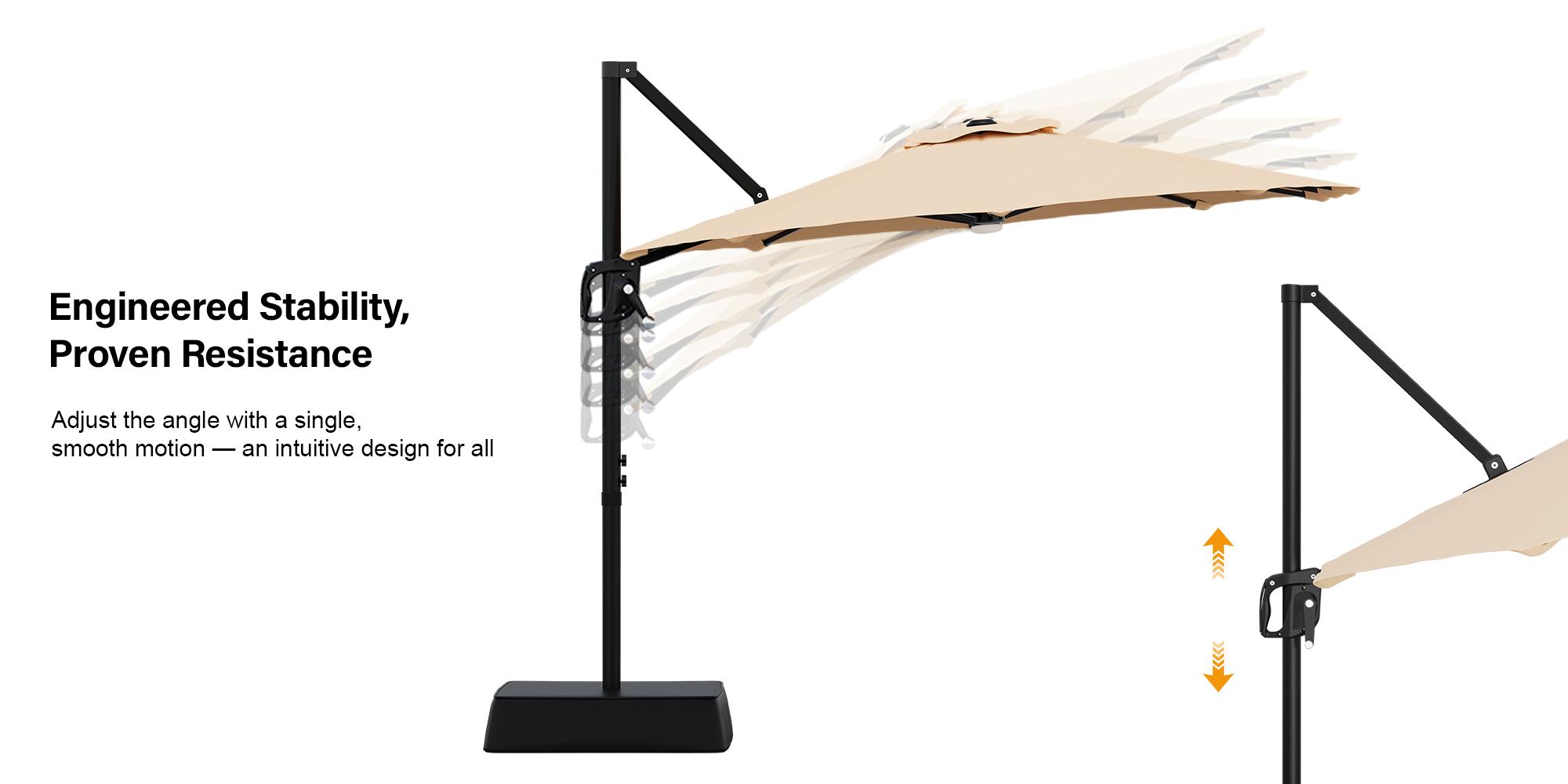 【Adjustable Tilt & Double-Sided】ONBRILL 13/10FT Cantilever Patio Umbrella with Base Included, Heavy Duty Large Outdoor Umbrella Offset for Pool, Patio, Backyard,Outdoor Furniture,Garden Furniture,Summer,Mother's Day Gift