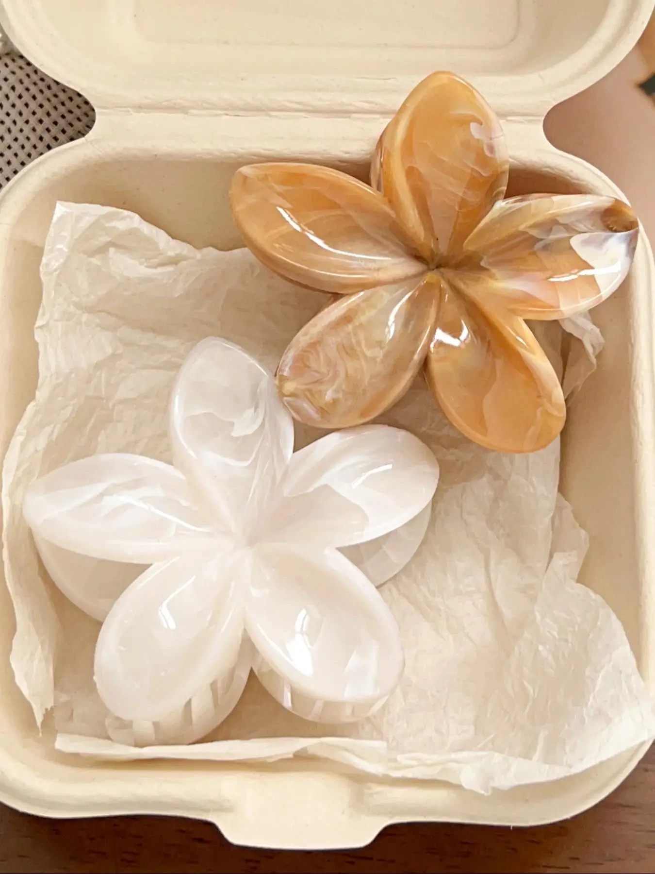 Marble Pattern Flower Design Hair Claws, Casual and Versatile Hair Accessories for Women, Minimalist Headwear Suitable for Thick Hair