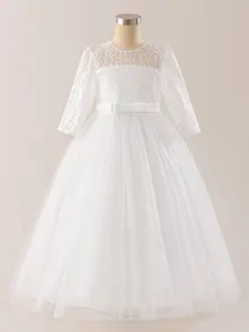 Kids Clothes Long Ball Gown Children Performance Princess Seraphina Dress Formal Evening Party Pageant Prom Host Cocktail Dress Tulle White Flower Girls Wedding Guests for all Season 7 to 12 Years