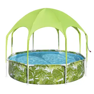 H2OGO! Kids Splash-in-Shade Round Above Ground Pool with Canopy Sunshade, Green