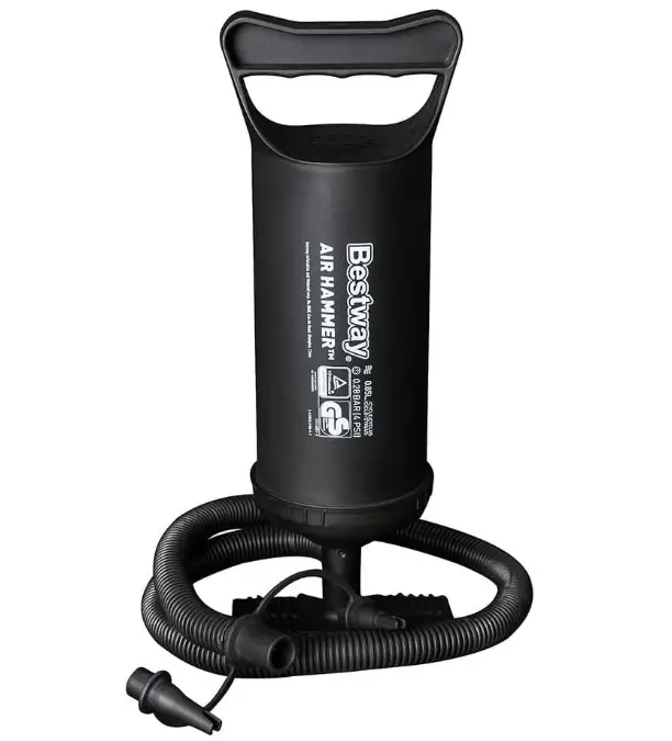 Hand Pump - Double Quick Air Pump for Inflatable Items, Portable Manual Air Pump with 3 Nozzles, 0.85 L/Cycle Stroke Volume, No Warranty