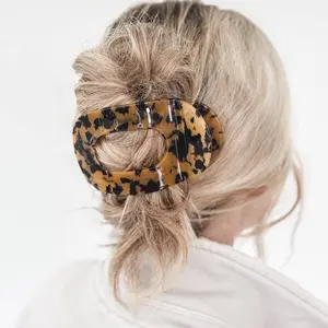 Large Flat Round Hair Clip: Leopard *final sale*