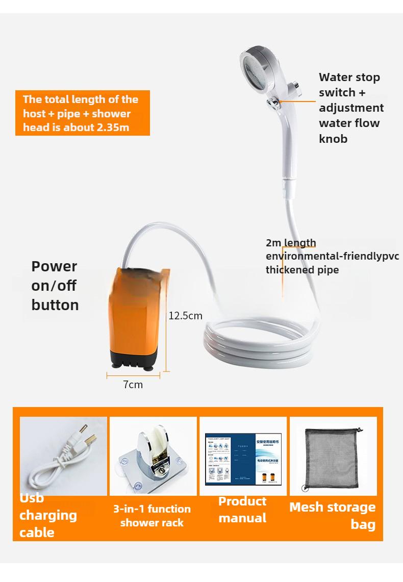 Ducha para acampar al aire libre IPX7, resistente al agua con pantalla Digital, bomba de ducha eléctrica portátil para senderismo, viajes, playa, riego de mascotas