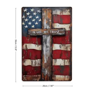 "In God We Trust" Vintage Metal Sign | 11.8 x 7.9 Inch (30x20cm) Rustic Aluminum Wall Decor for Home, Church, Man Cave & Office | Pre-Drilled Holes, Easy to Hang | Meaningful Gift for Believers & Patriots