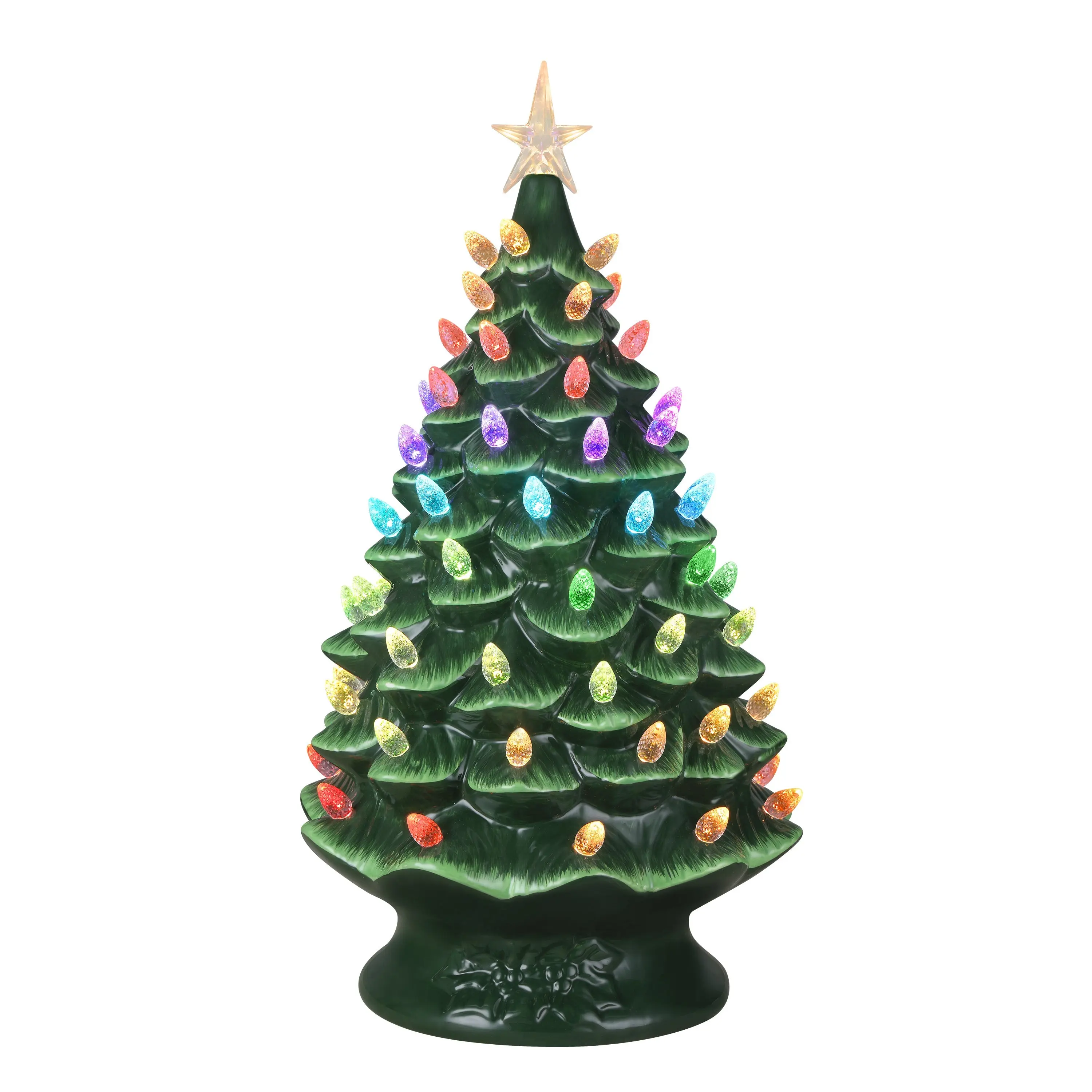24 in. Green Nostalgic Ceramic Tree with Light Show