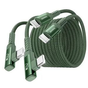 Toocki 240W Fast-Charge USB-C Single Elbow Data Cable, compatible with iPhone 16 15 Pro Max, iPad Pro, Samsung Galaxy S24 S23, Switch, MacBook Pro, Pixel, (10ft+10ft Green)