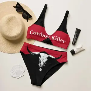 Cowboy Black Two Piece Bikini Set, 2026 Independence Day Gift, Quick-Drying, Summer Beach Outfit, Gift for her