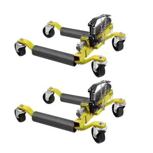Car Wheel Dolly Set of 2 1500 LBS Capacity Car Dolly w/ Hydraulic Tire Jack for Vehicle Truck RV Trailer Positioning, Yellow