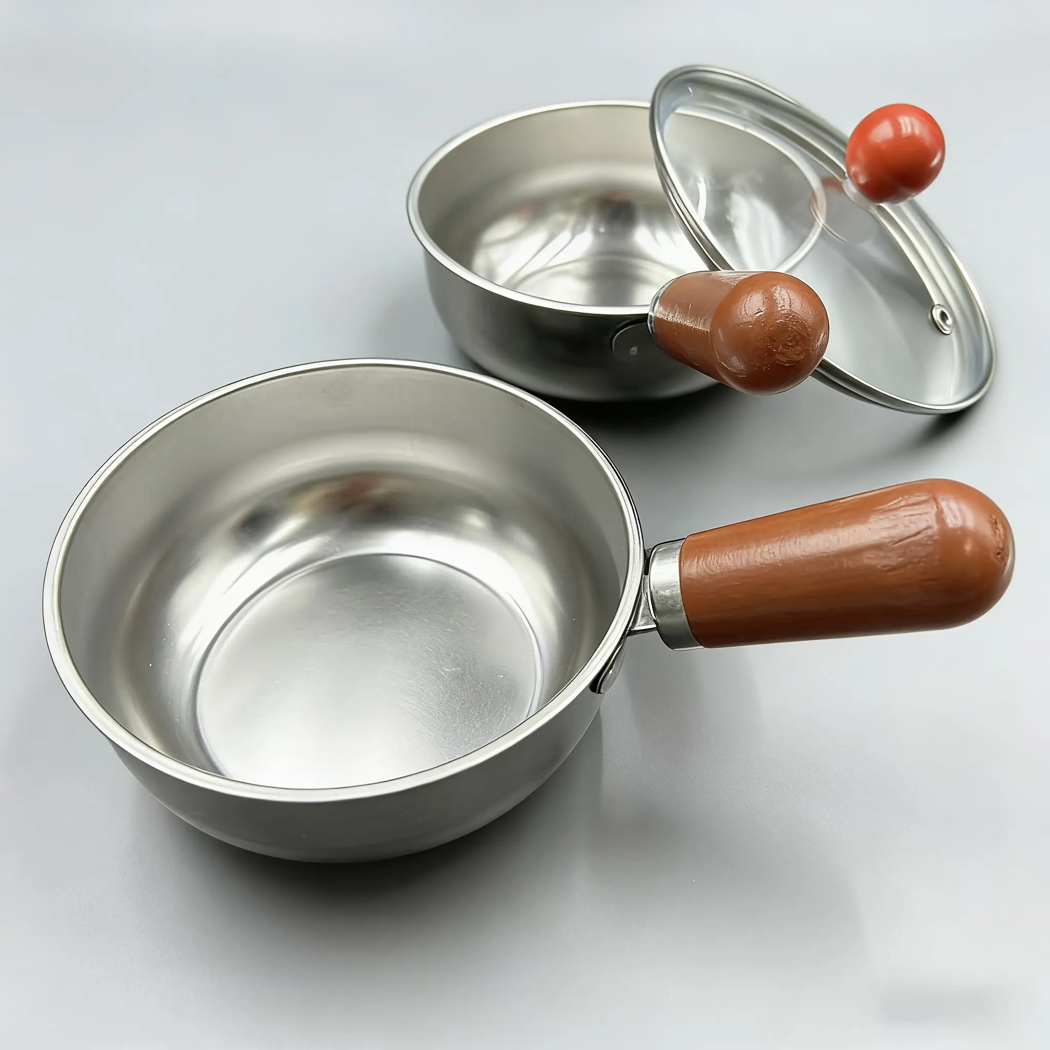 Mini Stainless Steel Pot with Solid Wood Handle Perfect for Heating Milk Oil Saucepan with Lid