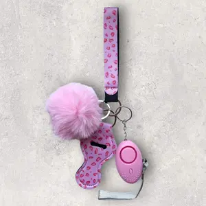 Kids Pink Leopard Safety Keychain
