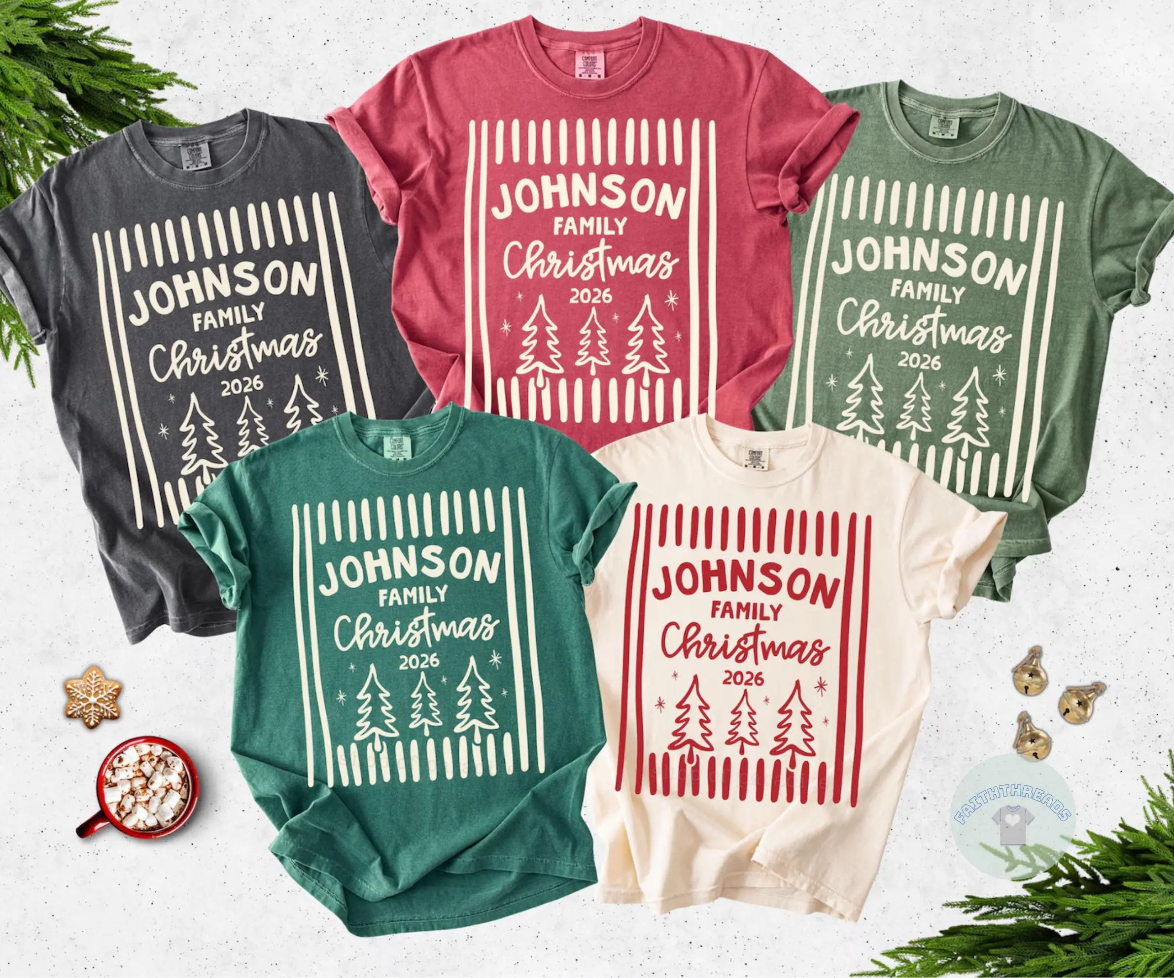 Custom Family Christmas Shirts, Comfort Colors Matching Christmas 2026 Group TShirts, Personalized Christmas Shirt with Name, Xmas Holiday