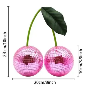 Chic Cherry Disco Ball Wall Decor - Red & Pink, Glass Fruit-Shaped Party Light for Home, Bar, Wedding Celebrations Ornaments Decoration Mirror