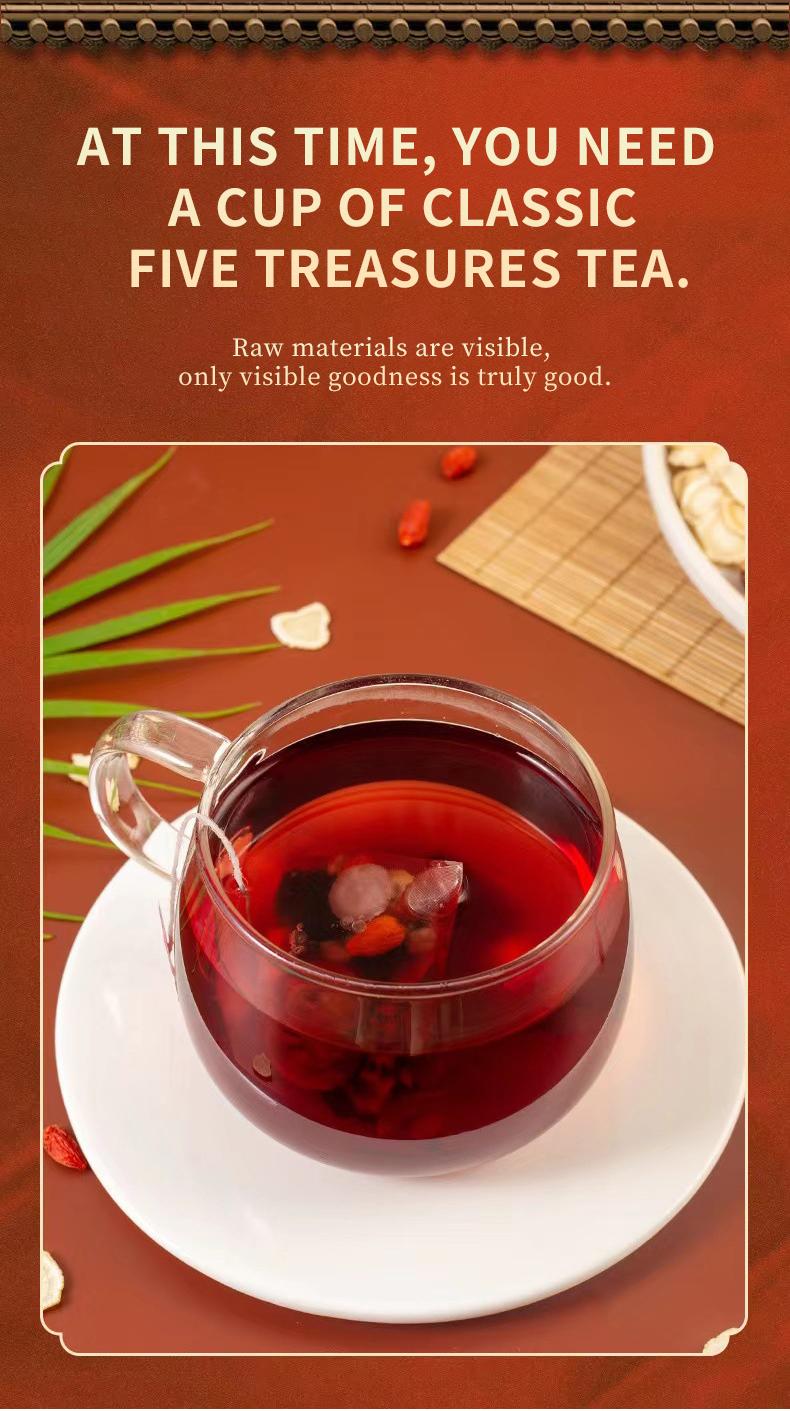 Kidney Tea Formula Ginseng Five Treasure Tea Combination Scented Tea Red  Date Wolfberry Tea Men's and Women Tea Health Dried Fruit Beverage Loaded Tea Packets   Natural, Christmas gift,Recommend to a friend-TikTokShopBlackFriday