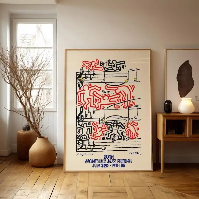 Keith Haring Montreux Jazz Museum Quality Print, Photography Prints, Retro Prints, Museum Quality Wall Art, Home Decor,  Poster Frames, Poster Board, Canvases for painting, Canvas Art Wall Decor