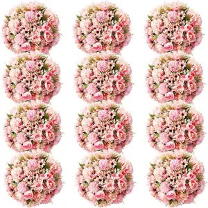 12  Peonies Artificial  Artificial Rose Silk  Faux Roses   Roses Silk Hydrangea Bouquet for Wedding Table Centerpiece Floral Vase Home Office Bridal Decor(Pink)