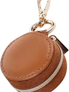 Jewelry Ring Holder Keychain - Portable Travel Sports Ring Keeper Case - Mini Small Versatile Carrying Display Storage Organizer Box With Key Chain (Brown)